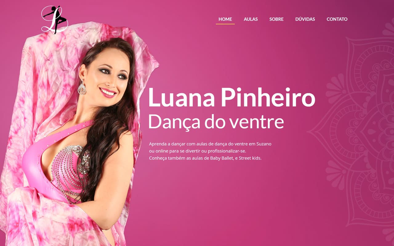 Página inicial do site Luana Pinheiro