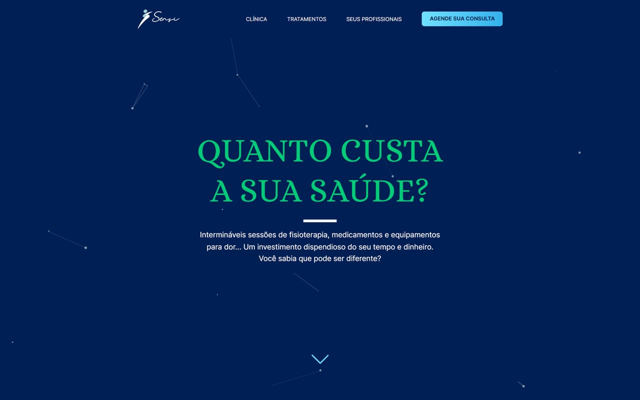 Página inicial do site Sensi